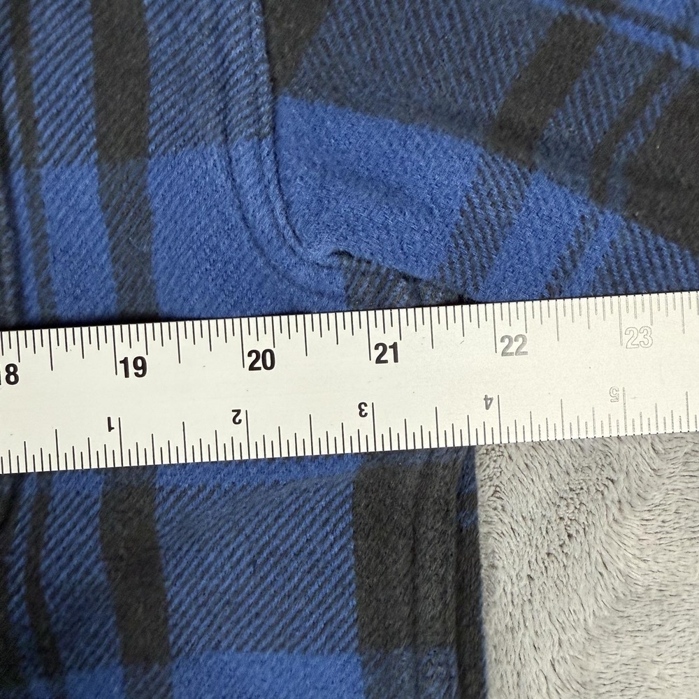 American Eagle Outfitters Flannel Shirt Mens Size M Blue Plaid Hooded Button Up - Picture 10 of 15